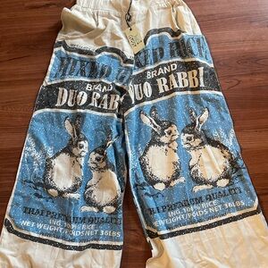 Jaded Gypsy rabbit Wide Leg Pants - Blue and White